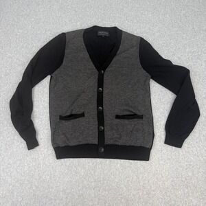 Rag & Bone Men's Cardigan Sweater Small Black Grey Button Front V-Neck Knit